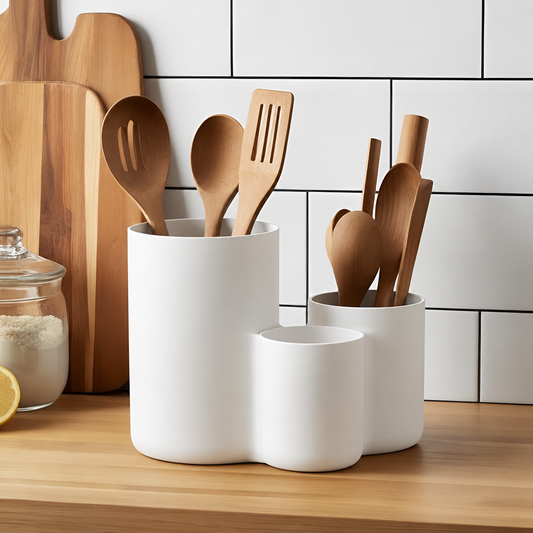 Modern kitchen utensil holder with three cups