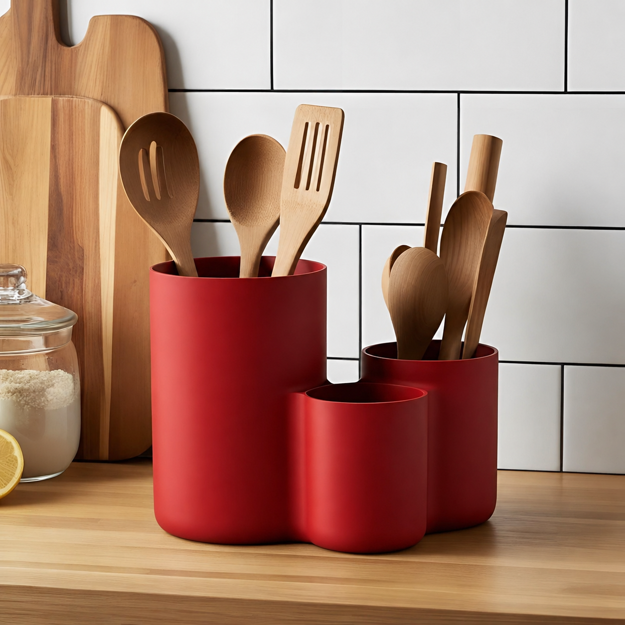 Modern kitchen utensil holder with three cups